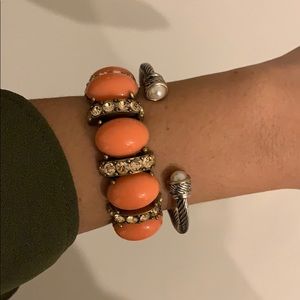 J.Crew Statement Bracelet - Coral & Rose Gold